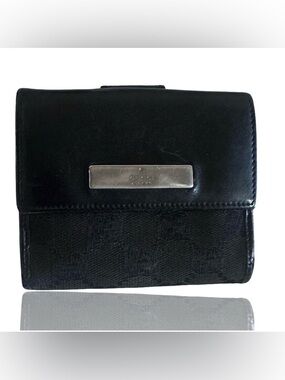 Gucci Black Mono Coated Bi-fold Wallet 4.5in x 4.5in